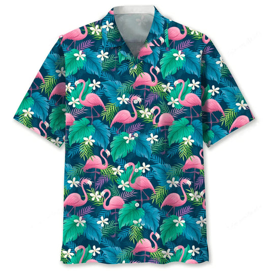 Flamingo Green Hawaiian Shirt - S - hawaiian shirt
