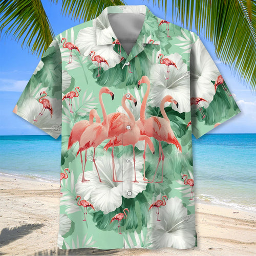 Flamingo Hibiscus Hawaiian Shirt
