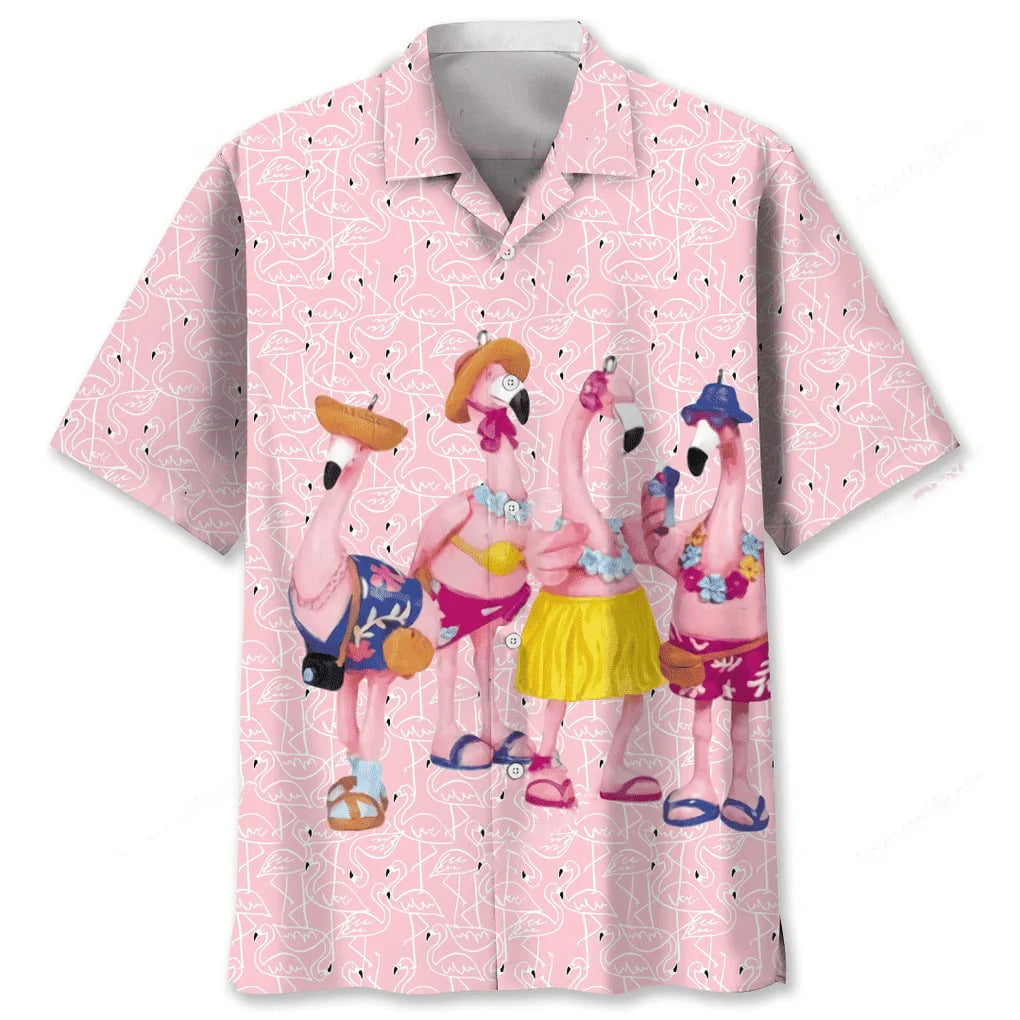 Flamingo Pink Funny Hawaiian Shirt