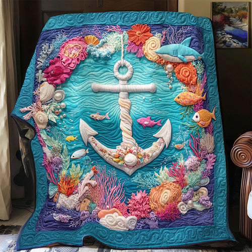 Floral Anchor Quilt Blanket