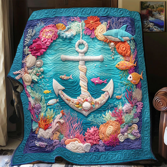 Floral Anchor Quilt Blanket