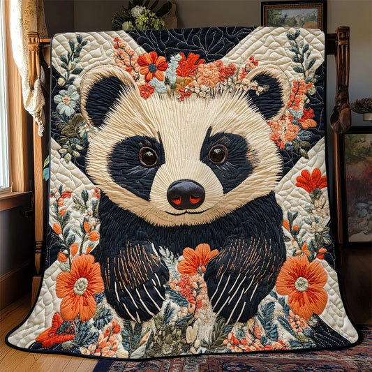 Floral Badger Quilt Blanket