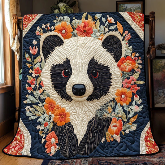 Floral Badger Quilt Blanket