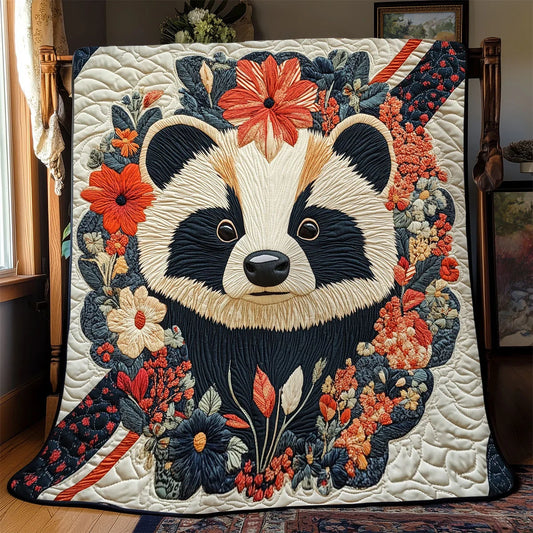 Floral Badger Quilt Blanket
