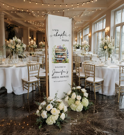 Floral Bridal Shower Banner Personalized Linen Bridal Shower Welcome Banner Custom Name Party Decor, bridal shower decor
