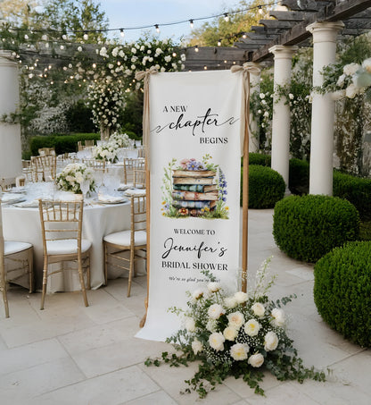 Floral Bridal Shower Banner Personalized Linen Bridal Shower Welcome Banner Custom Name Party Decor, bridal shower decor