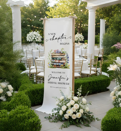 Floral Bridal Shower Banner Personalized Linen Bridal Shower Welcome Banner Custom Name Party Decor, bridal shower decor