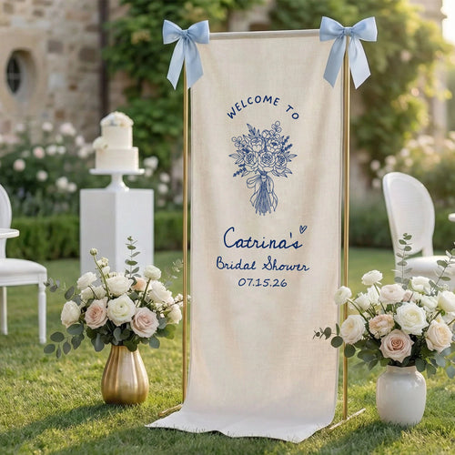Floral Bridal Shower Banner Personalized Custom Name Bridal Shower Welcome Backdrop Decor, bridal shower decor