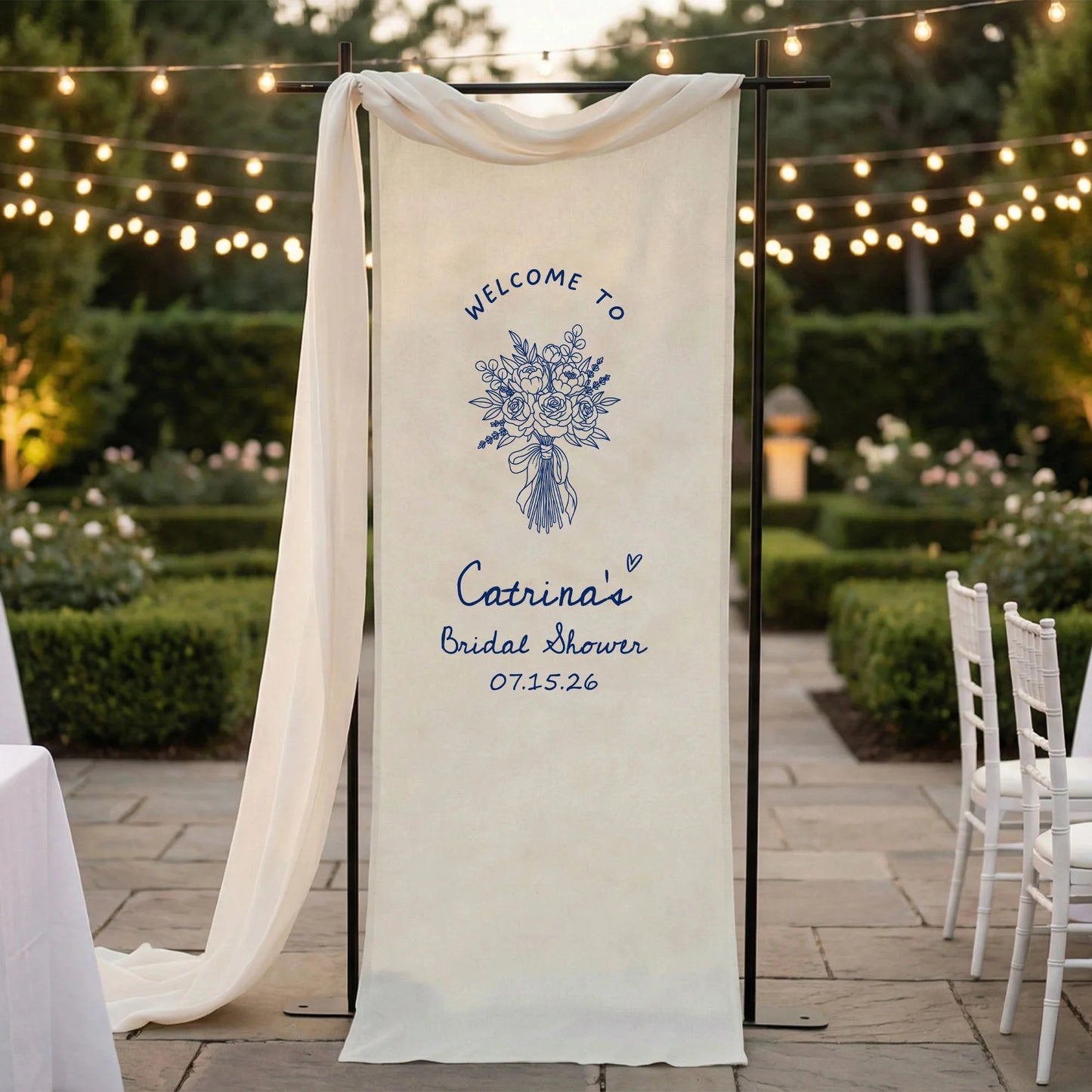 Floral Bridal Shower Banner Personalized Custom Name Bridal Shower Welcome Backdrop Decor, bridal shower decor (view 6)