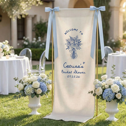Floral Bridal Shower Banner Personalized Custom Name Bridal Shower Welcome Backdrop Decor, bridal shower decor (view 7)