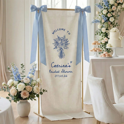 Floral Bridal Shower Banner Personalized Custom Name Bridal Shower Welcome Backdrop Decor, bridal shower decor (view 8)