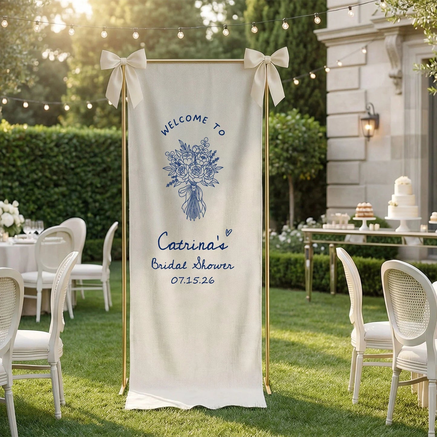 Floral Bridal Shower Banner Personalized Custom Name Bridal Shower Welcome Backdrop Decor, bridal shower decor (view 10)