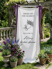 Floral Bridal Shower Banner Personalized Custom Name Fresh Off the Market Welcome Sign Decor, bridal shower decor