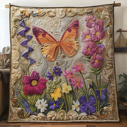 Floral Butterfly Quilt Blanket