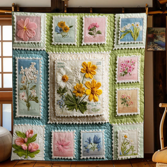 Floral Cancellation Study Quilt Blanket