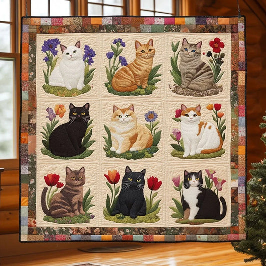 Floral Cat Quilt Blanket