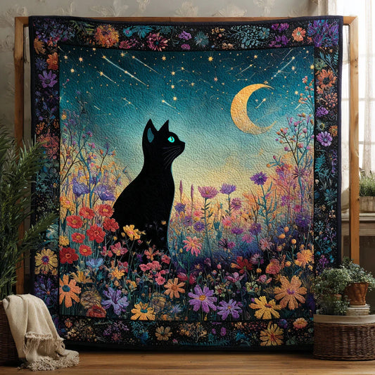 Floral Cat Dream Quilt Blanket