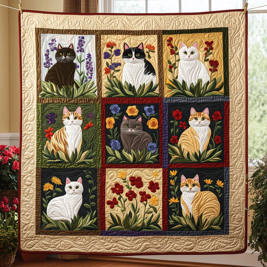 Floral Cat To The Soul Quilt Blanket
