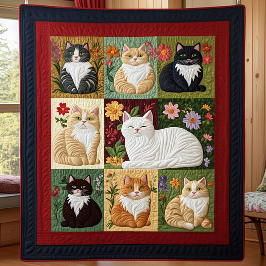 Floral Cat To The Soul Quilt Blanket