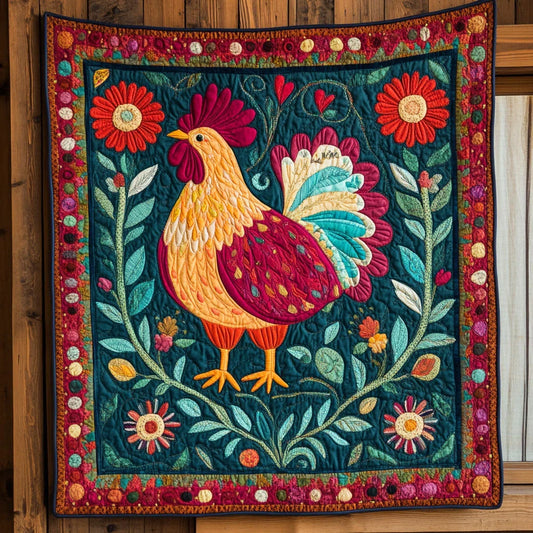 Floral Chicken Quilt Blanket