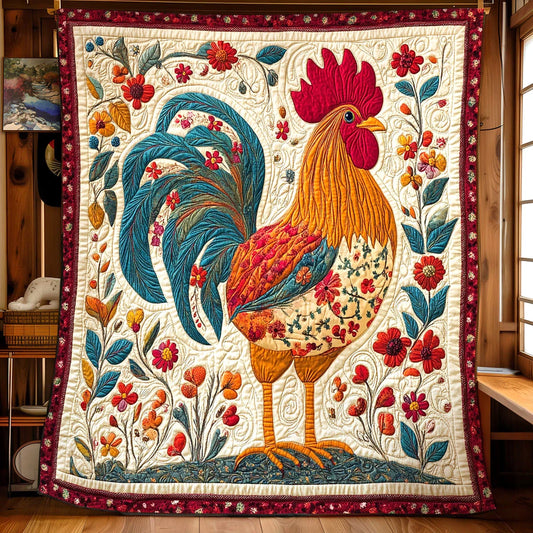 Floral Chicken Quilt Blanket