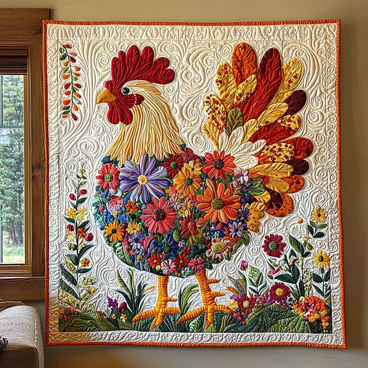 Floral Chicken Quilt Blanket