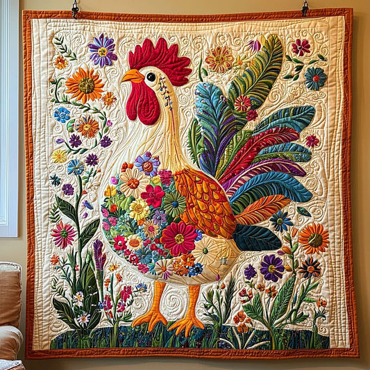 Floral Chicken Quilt Blanket