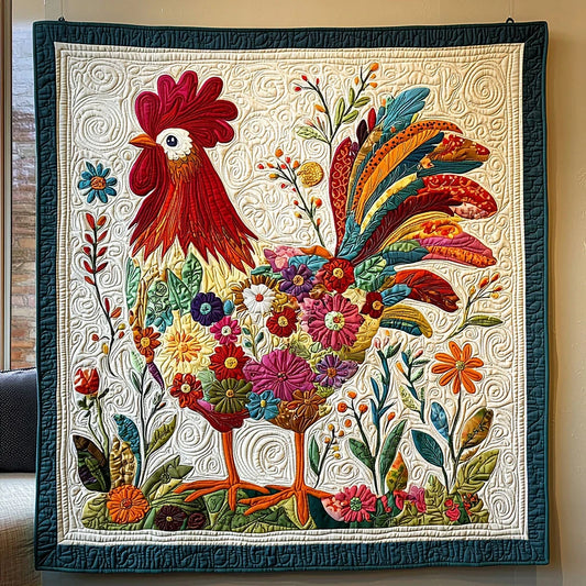 Floral Chicken Quilt Blanket