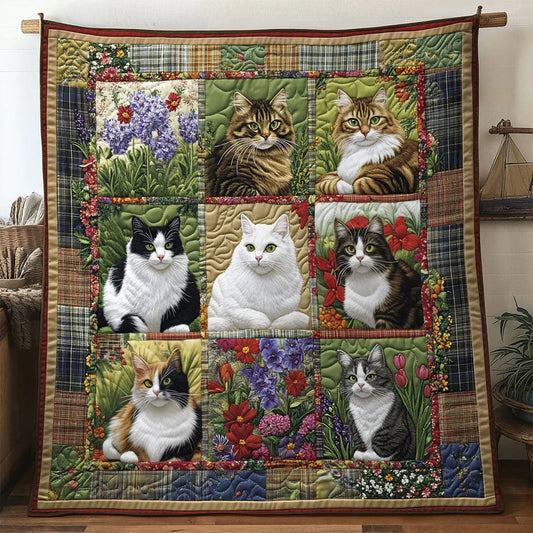 Floral Dream Cat Quilt Blanket