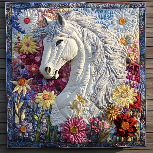 Floral Dream Horse Quilt Blanket