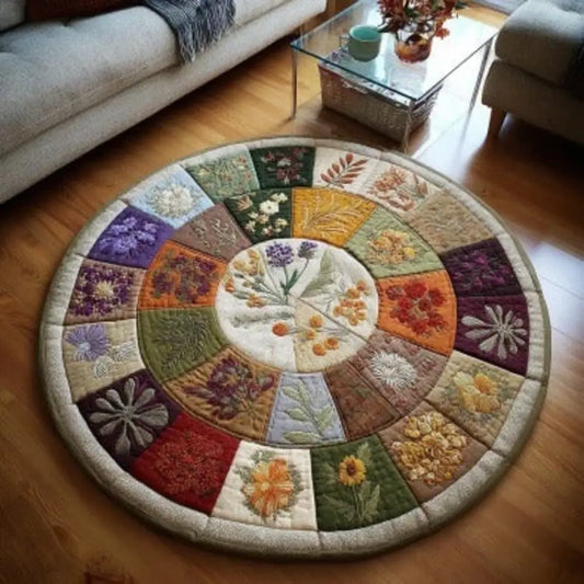 Floral Eclipse Quilted Round Mat