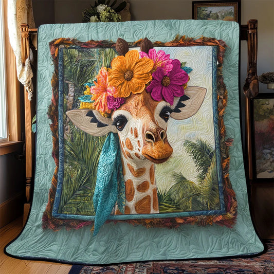Floral Giraffe Cp0404010 Quilt Blanket