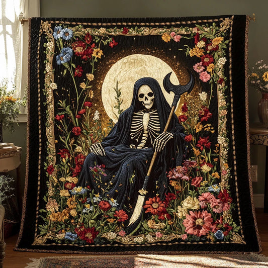 Floral Grim Reaper Quilt Blanket