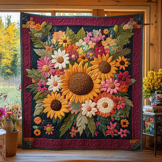 Floral Harmony Quilt Blanket