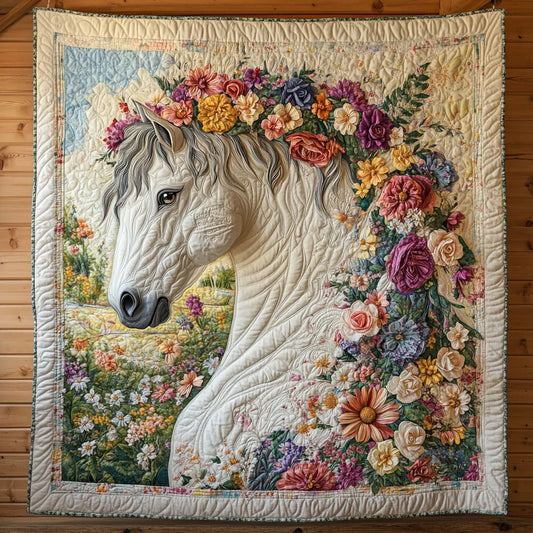 Floral Horse Quilt Blanket