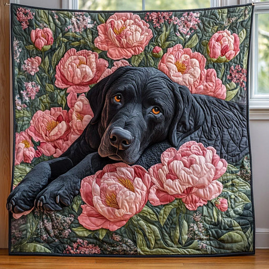 Floral Labrador Quilt Blanket