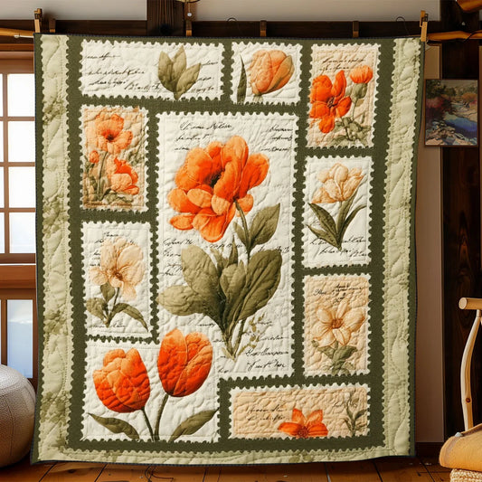 Floral Postage Collection Quilt Blanket