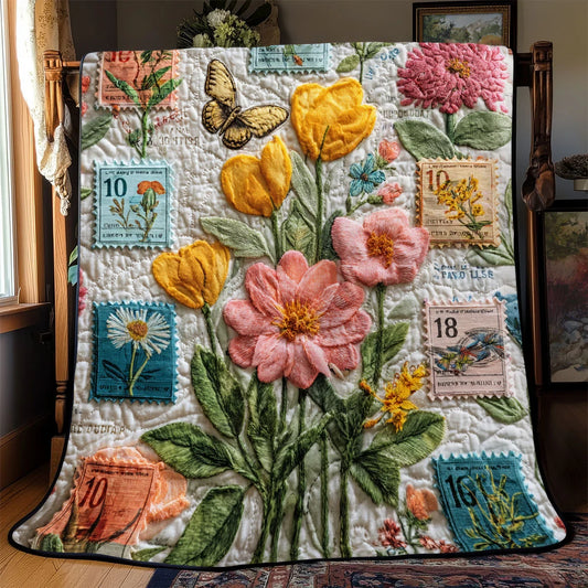 Floral Postage Study Quilt Blanket