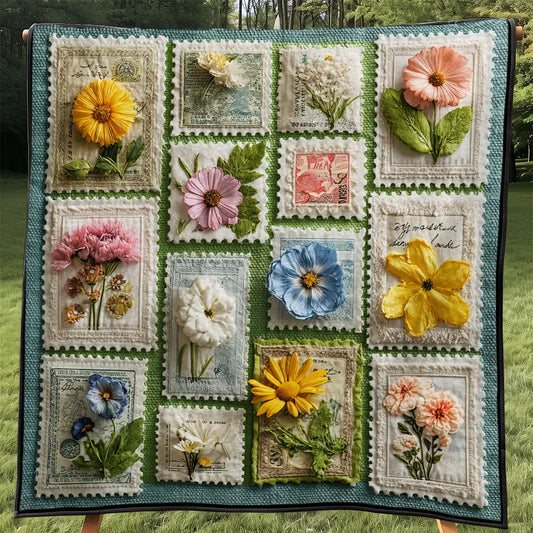 Floral Postal Archive Quilt Blanket