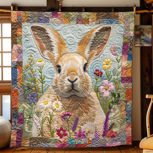 Floral Rabbit Quilt Blanket