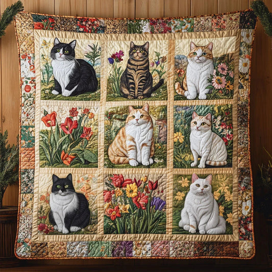 Floral Soul Cat Quilt Blanket
