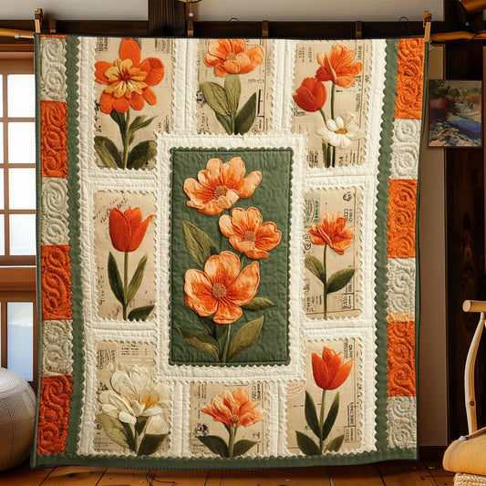Floral Stamp Reverie Quilt Blanket