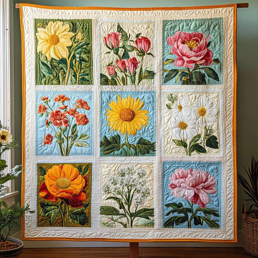 Floral Symphony Quilt Blanket