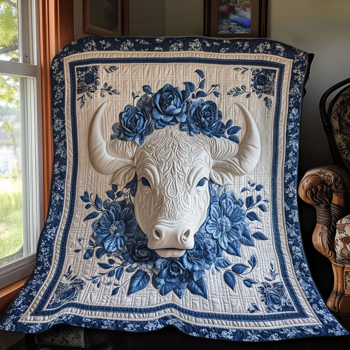Floral Taurus Quilt Blanket