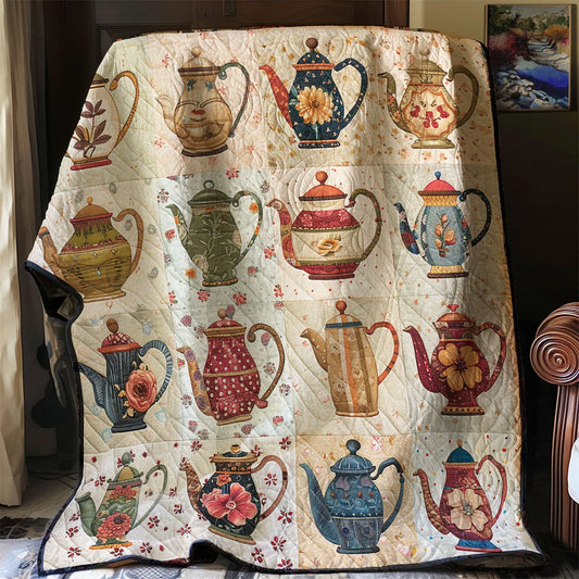Floral Teapot Quilt Blanket