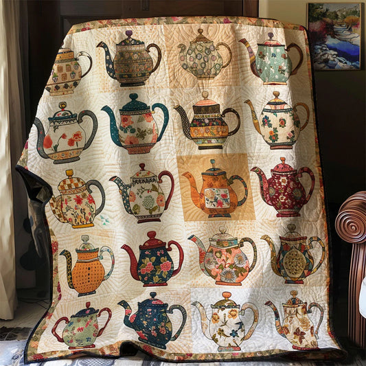 Floral Teapot Quilt Blanket