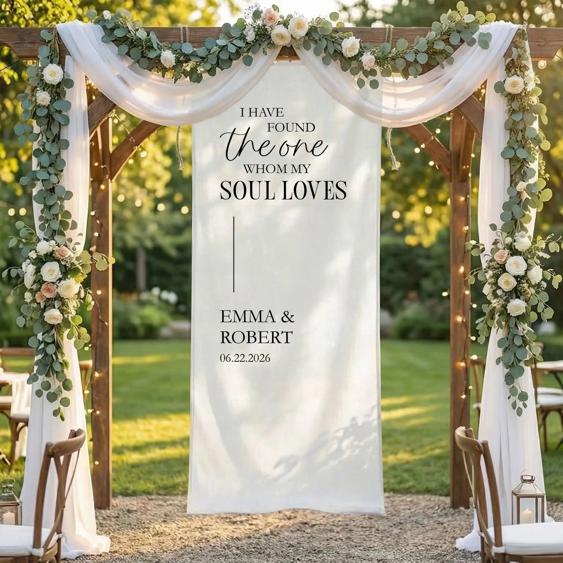 Floral Wedding Banner Personalized Linen Ceremony Banner Custom Name Wedding Backdrop Decor, personalized wedding decor