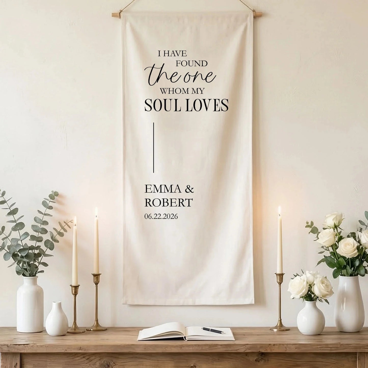 Floral Wedding Banner Personalized Linen Ceremony Banner Custom Name Wedding Backdrop Decor, personalized wedding decor
