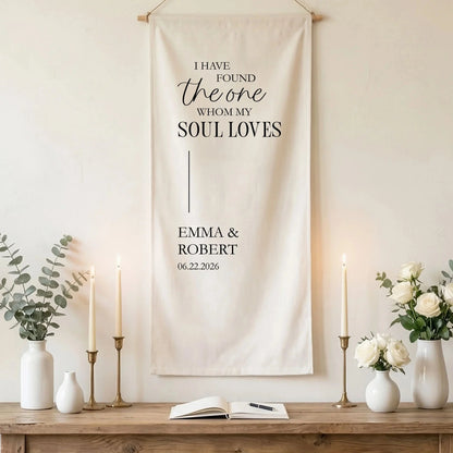 Floral Wedding Banner Personalized Linen Ceremony Banner Custom Name Wedding Backdrop Decor, personalized wedding decor