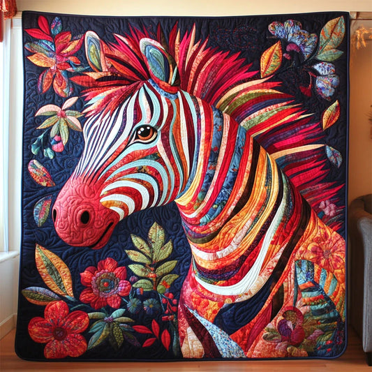 Floral Zebra Quilt Blanket
